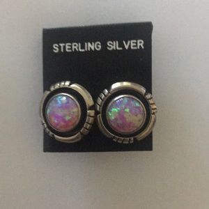 NWT Sterling Silver Opal Stone Earrings.A-29